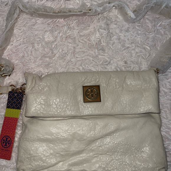 Tory Burch Foldover Convertible Soft Boho Ivory Leather Crossbody - Picture 1 of 7